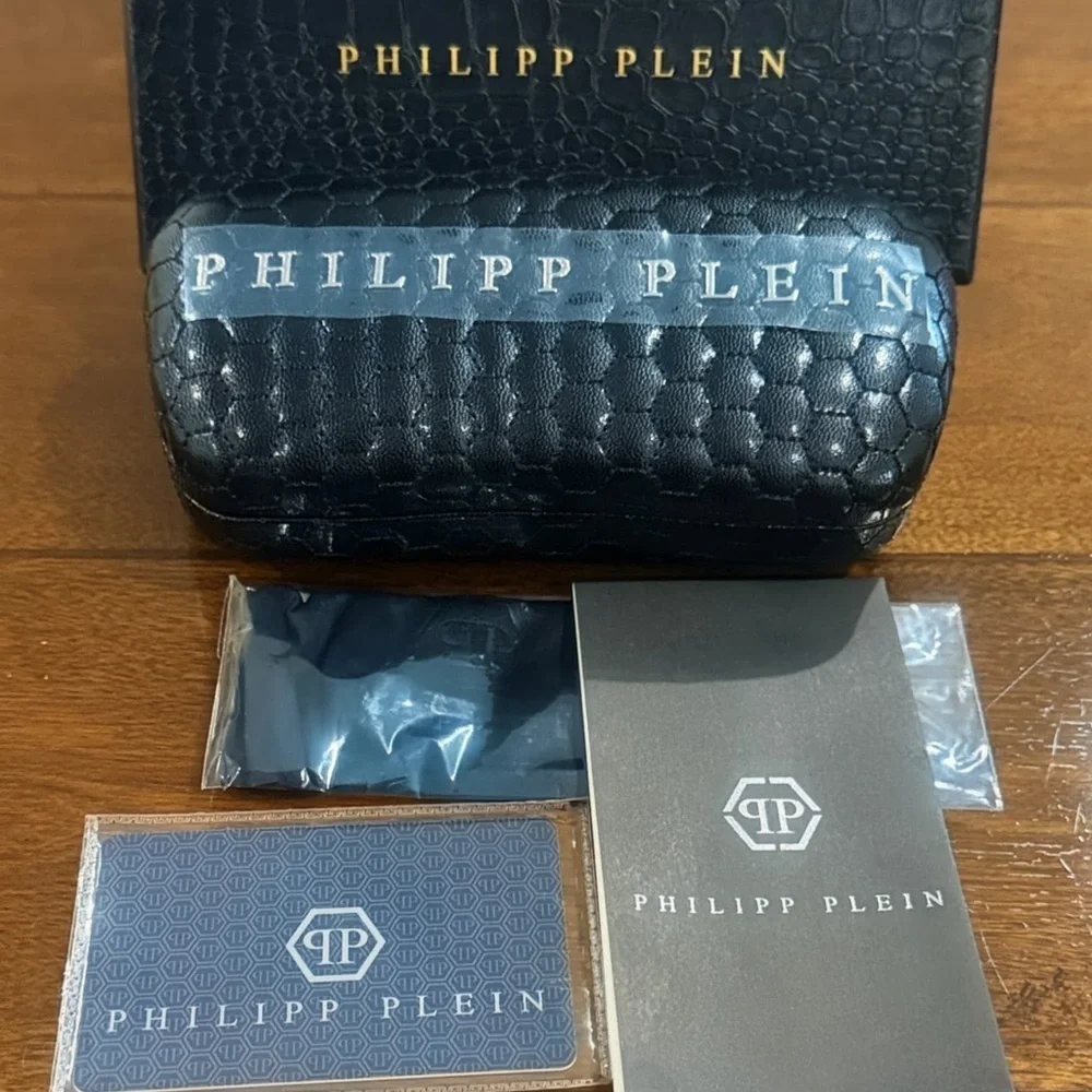 Philipp Plein Gold Titanium Geometric Sunglasses | Luxury Designer Frame w/ Case